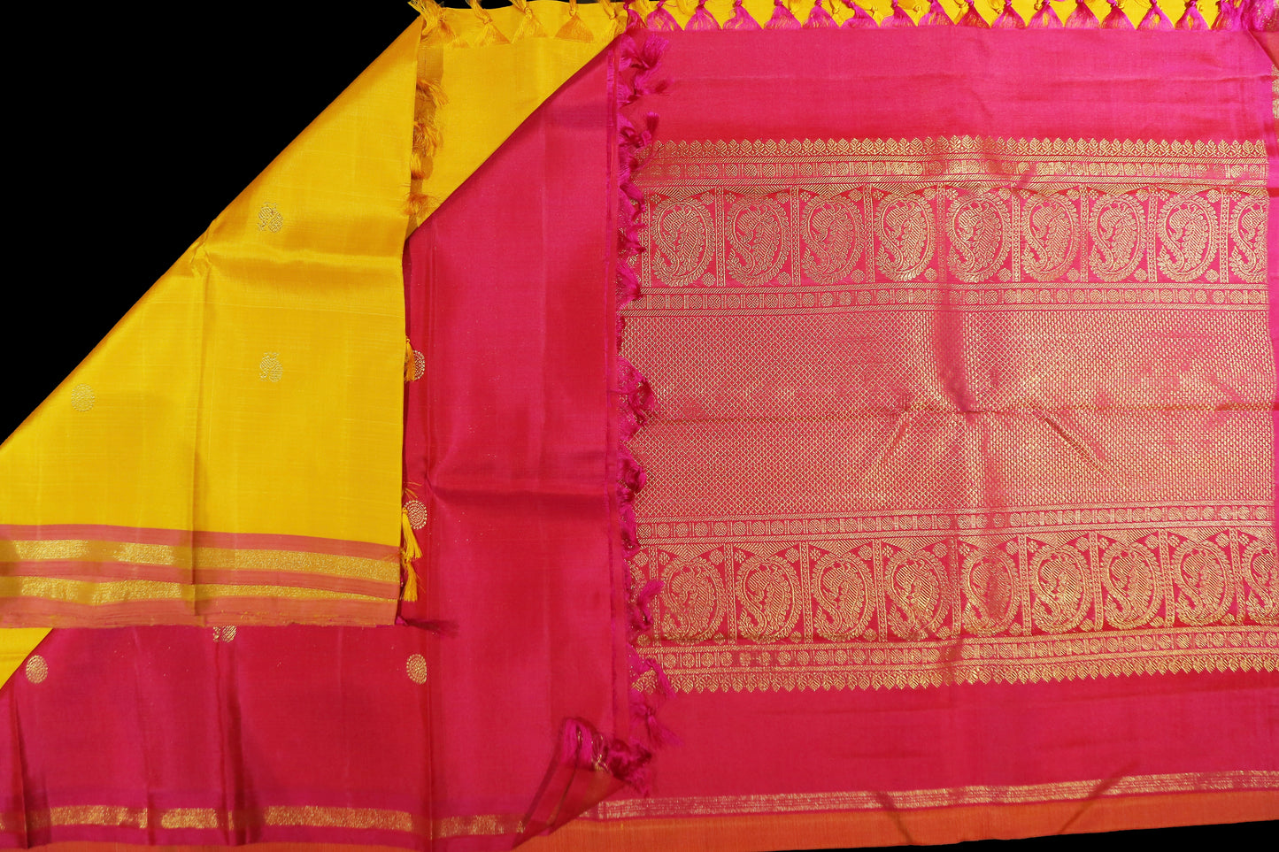 Yellow with pink