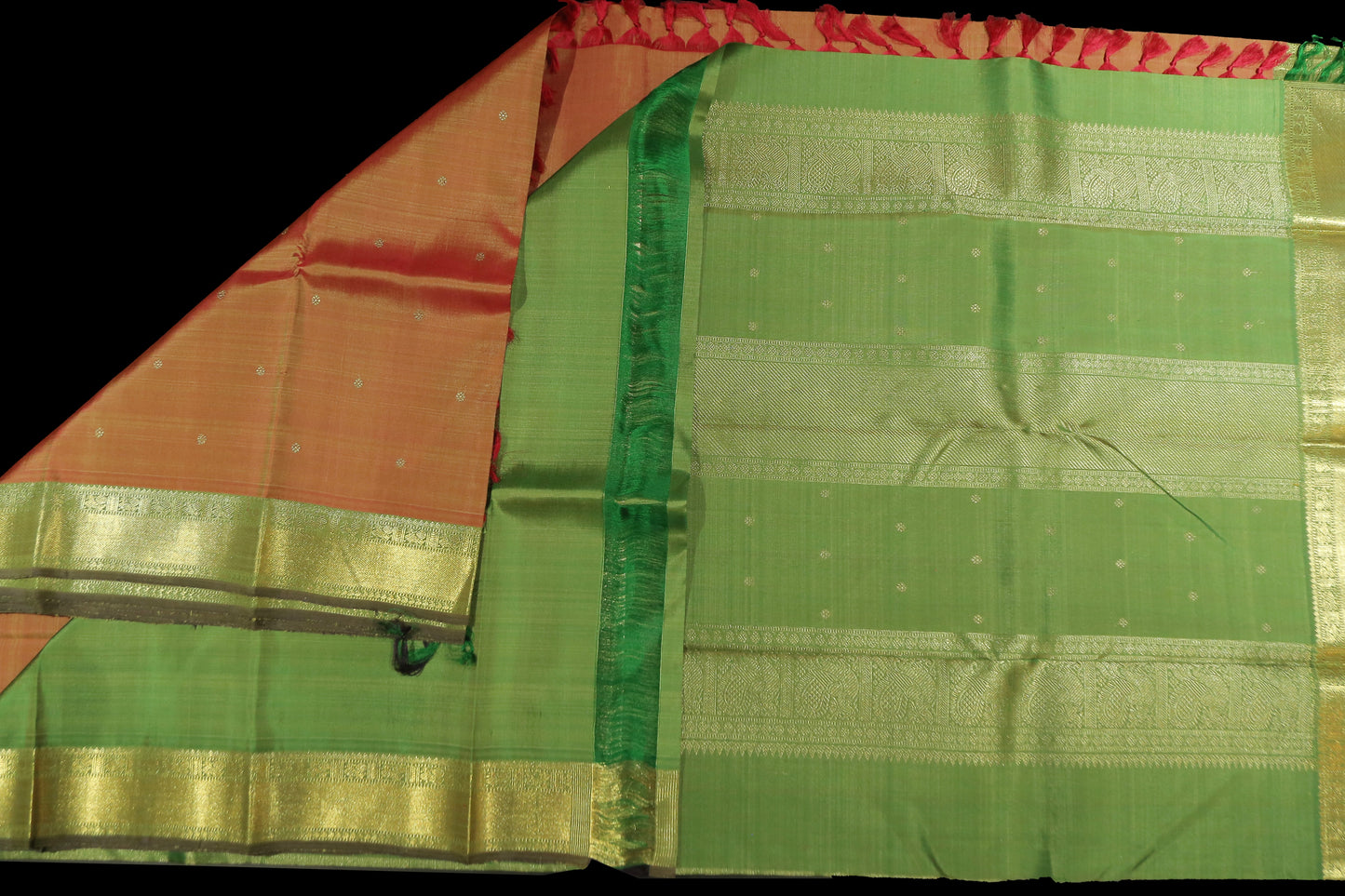 Rustic orange with green saree
