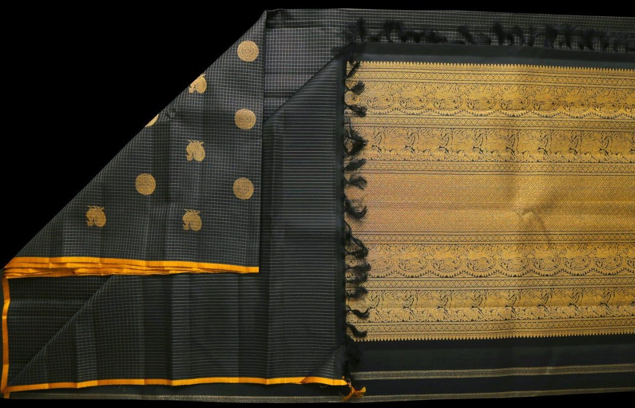 Black with zari kattam saree