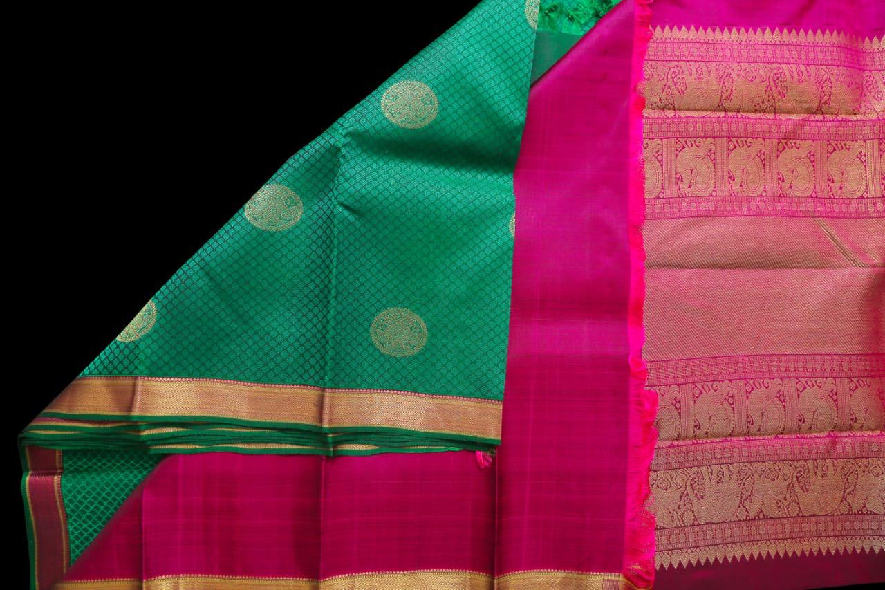 Green jacquard saree