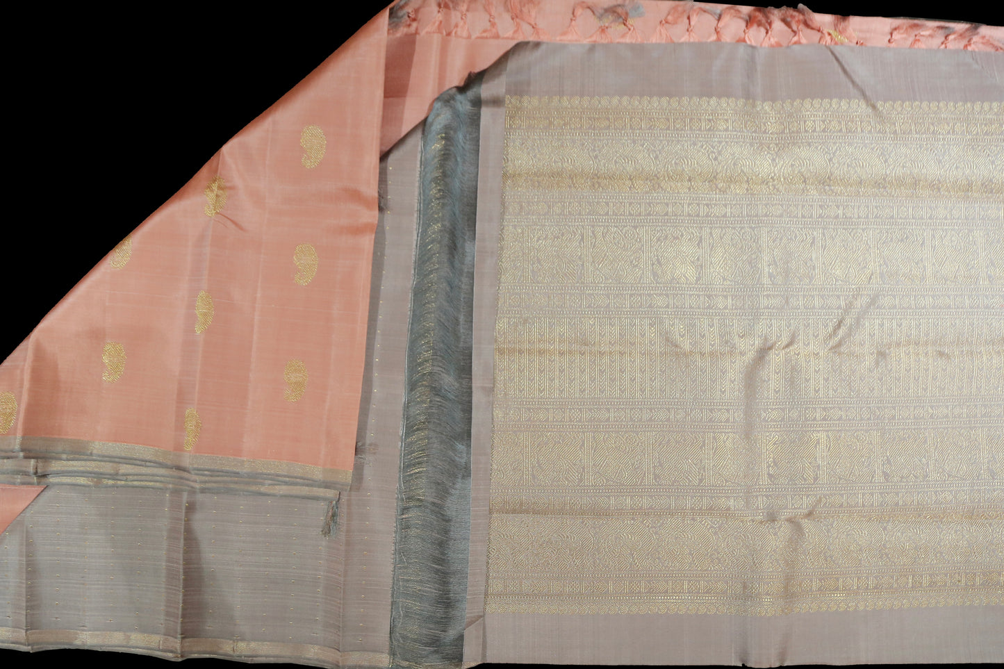 Onion pink double shade saree with paisley motif