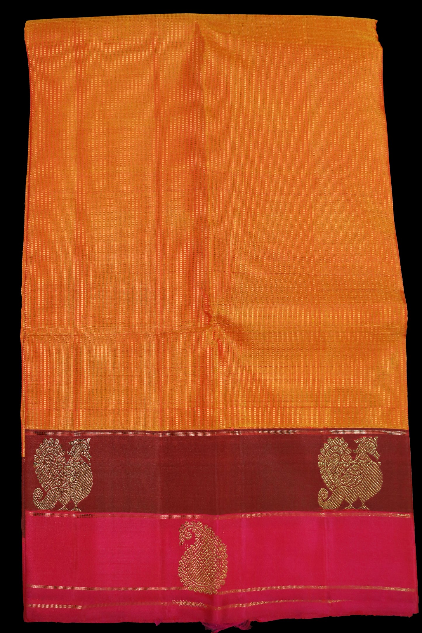 Yellow and orange double shade with brown and pink border