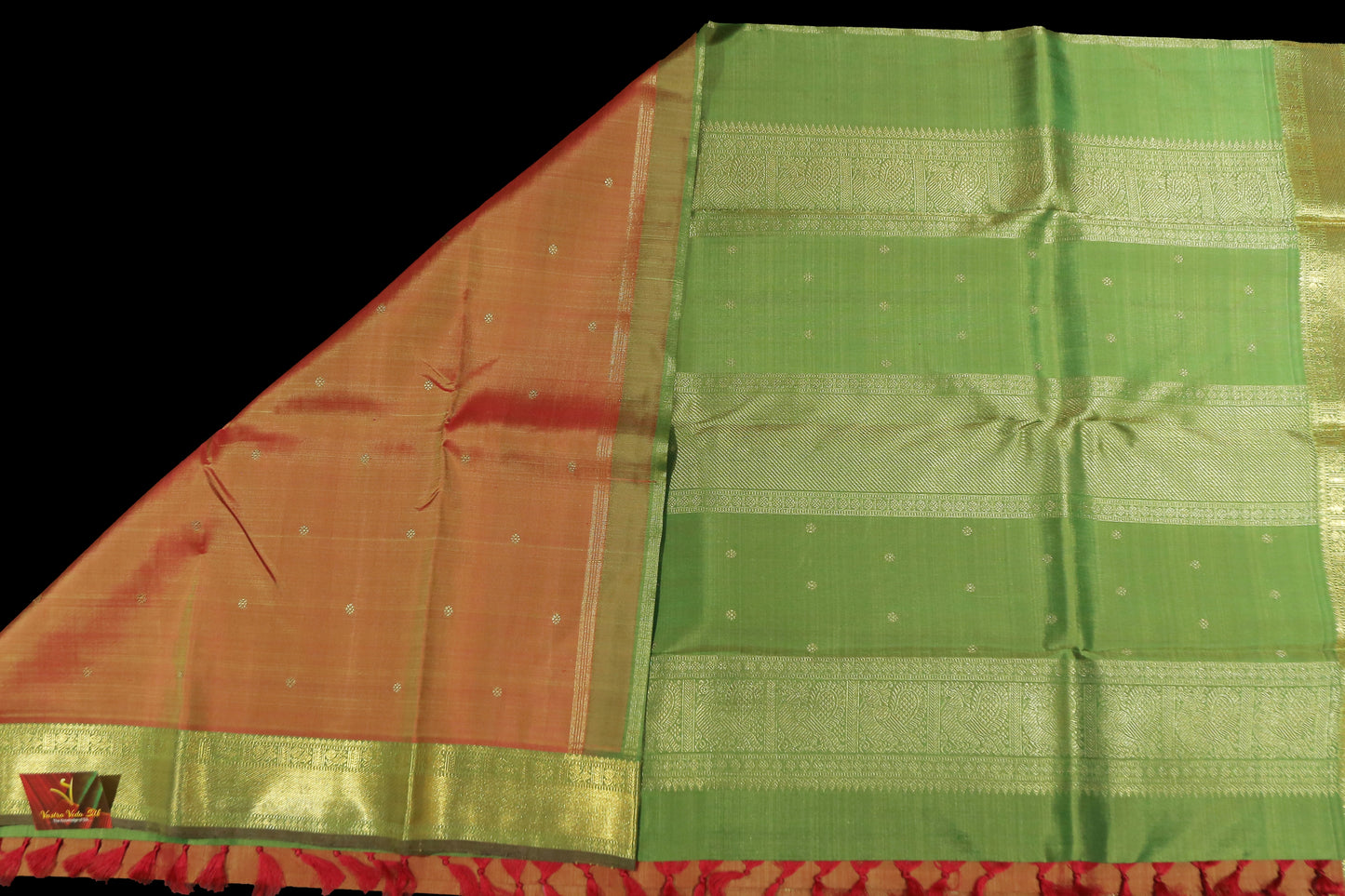 Rustic orange with green saree