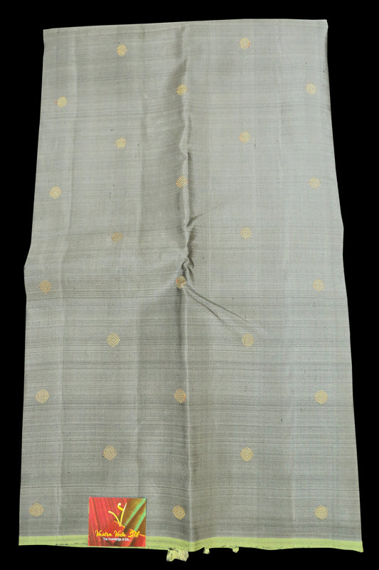Grey with apple green Borderless saree