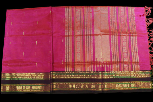 Rose pink with purple border saree