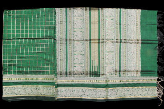 Emerald green thread work saree