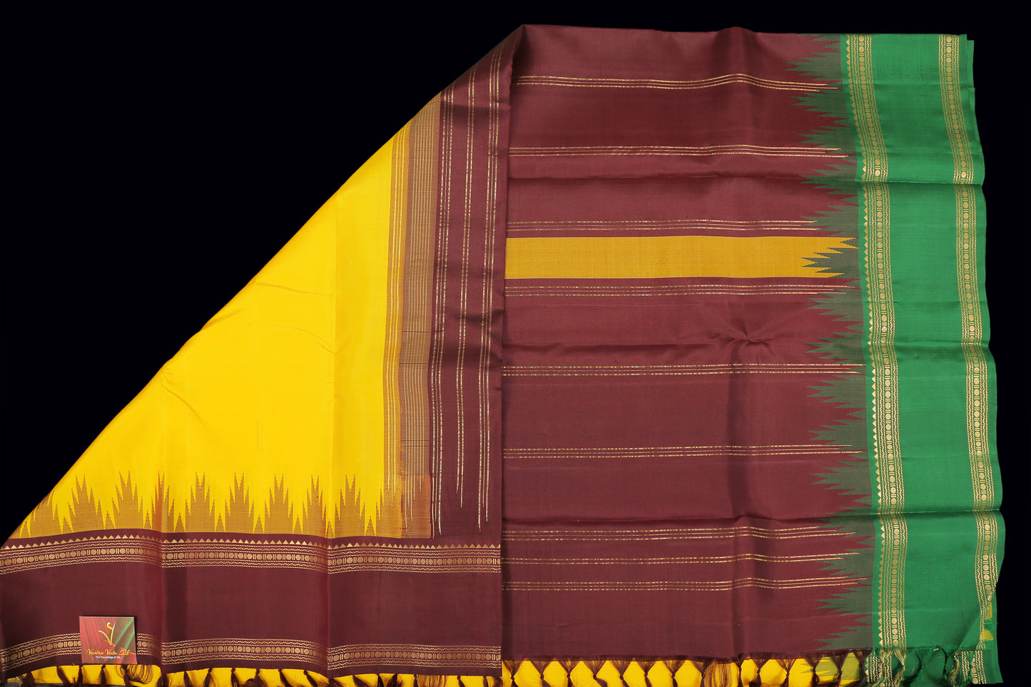 Yellow Ganga Jamuna saree