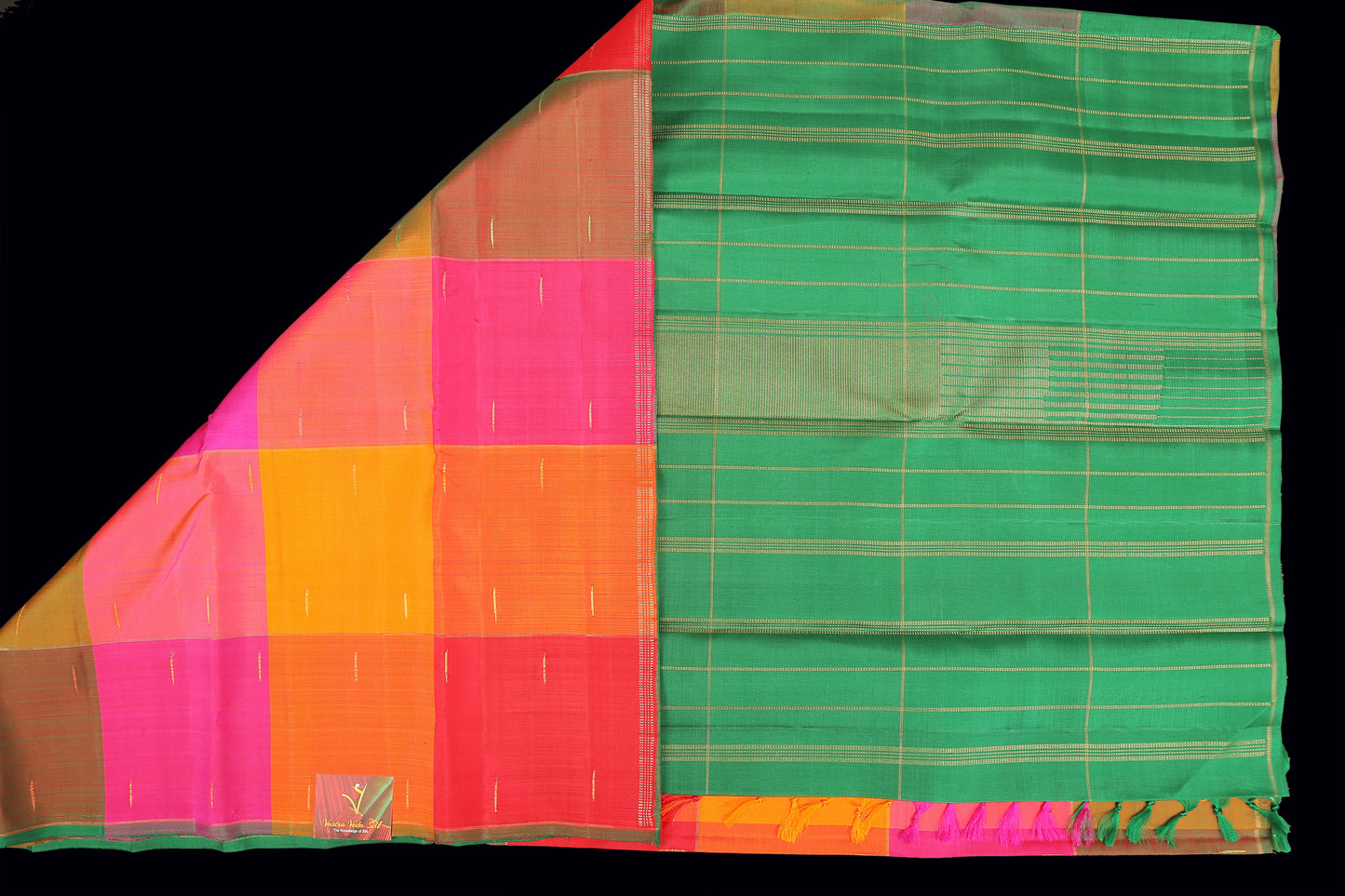 Multi color checks saree