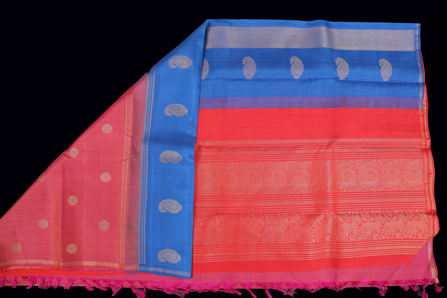 Pink double pallu saree