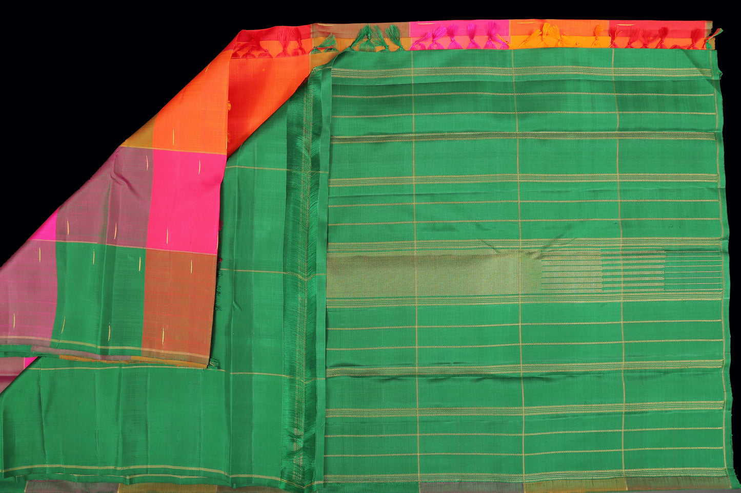 Multi color checks saree