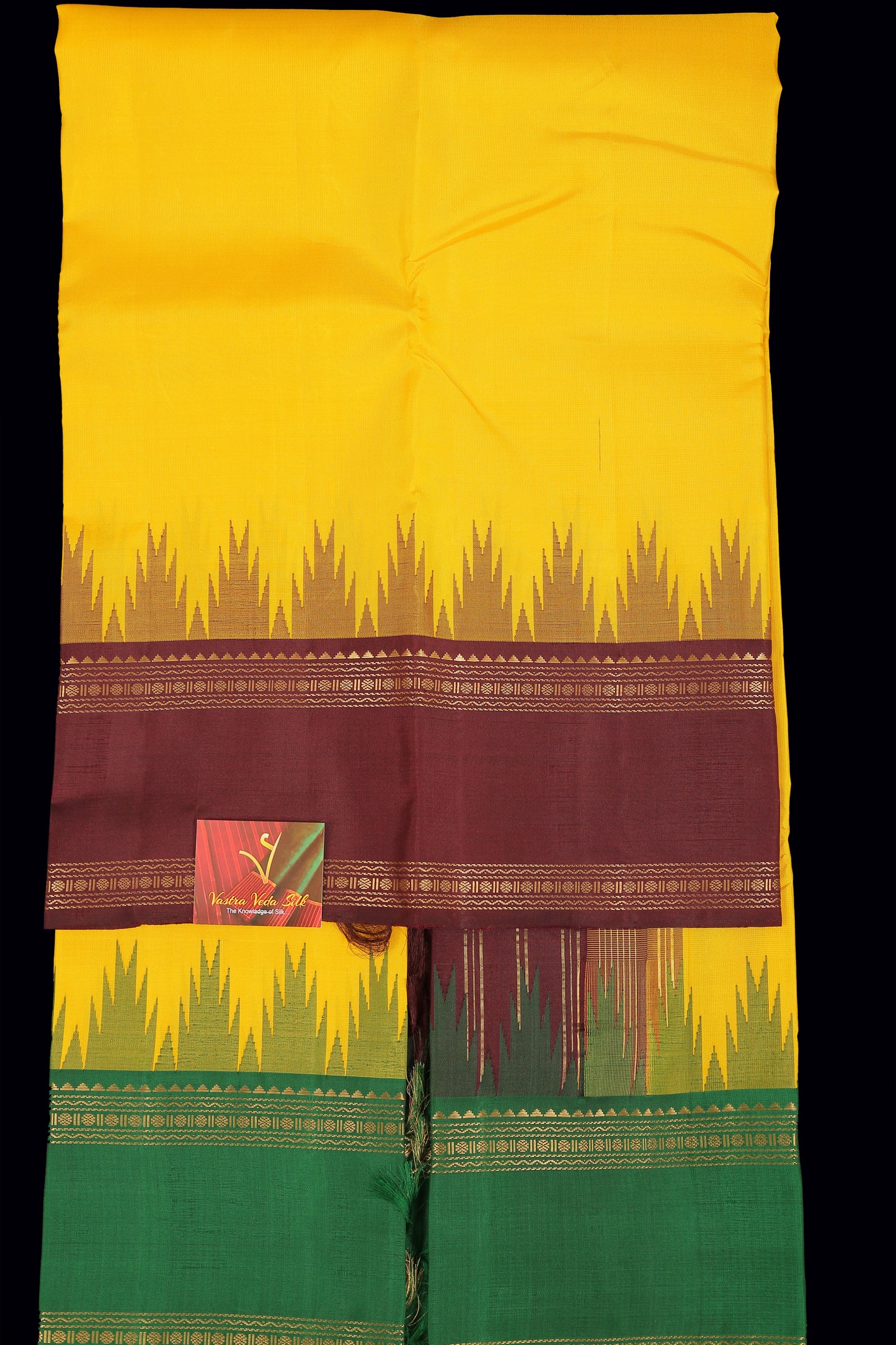 Yellow Ganga Jamuna saree