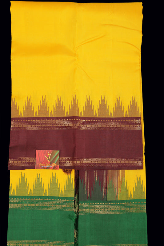 Yellow Ganga Jamuna saree