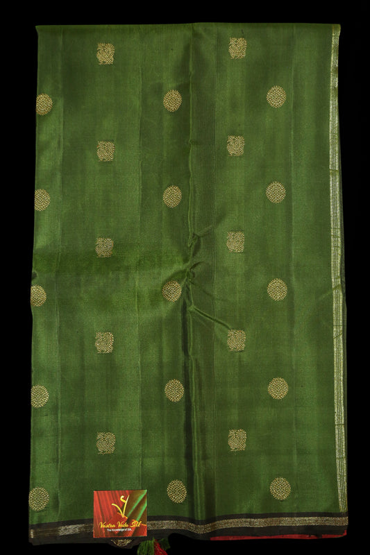 Olive green double pallu saree