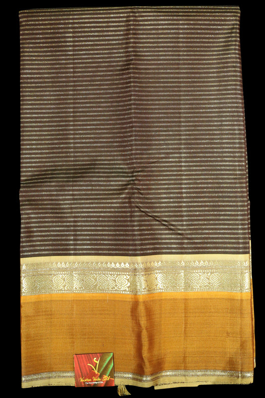 Coffee brown with mustard saree