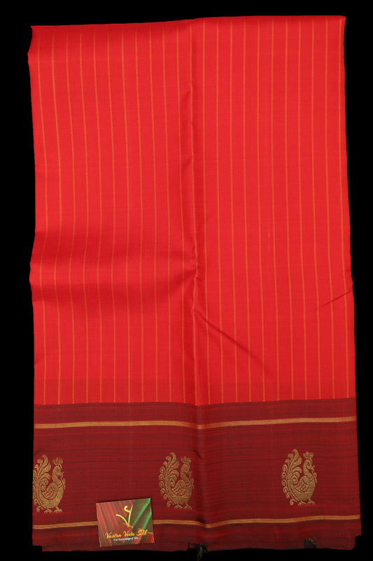 Coral red with meroon saree