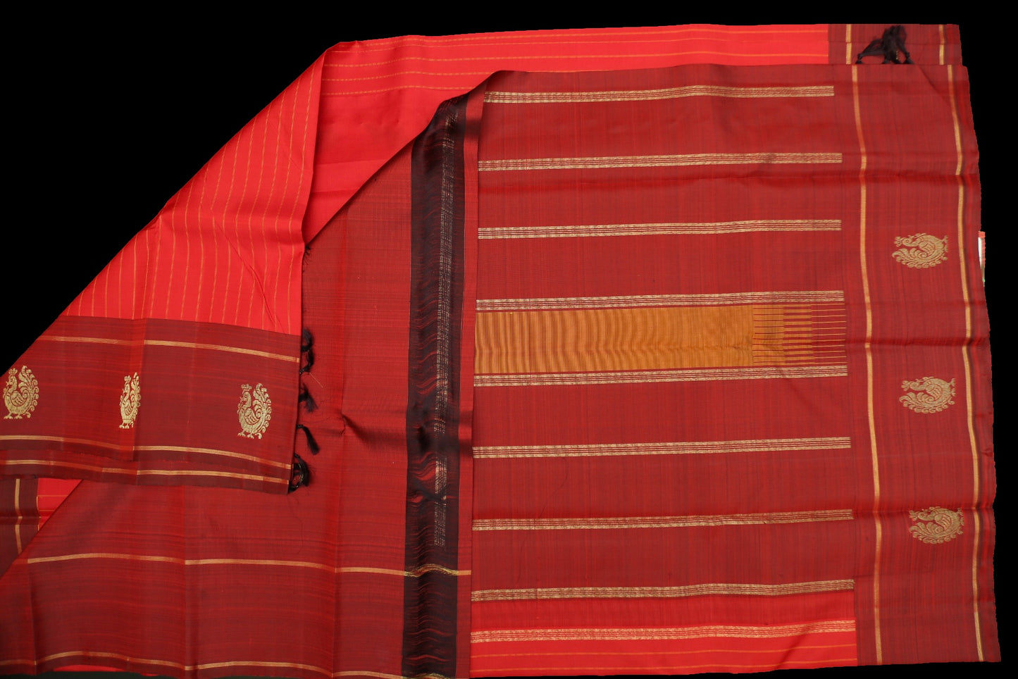Coral red with meroon saree