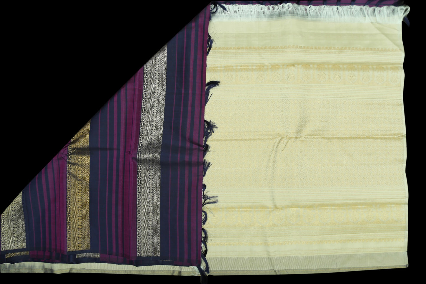 Violet with half white saree