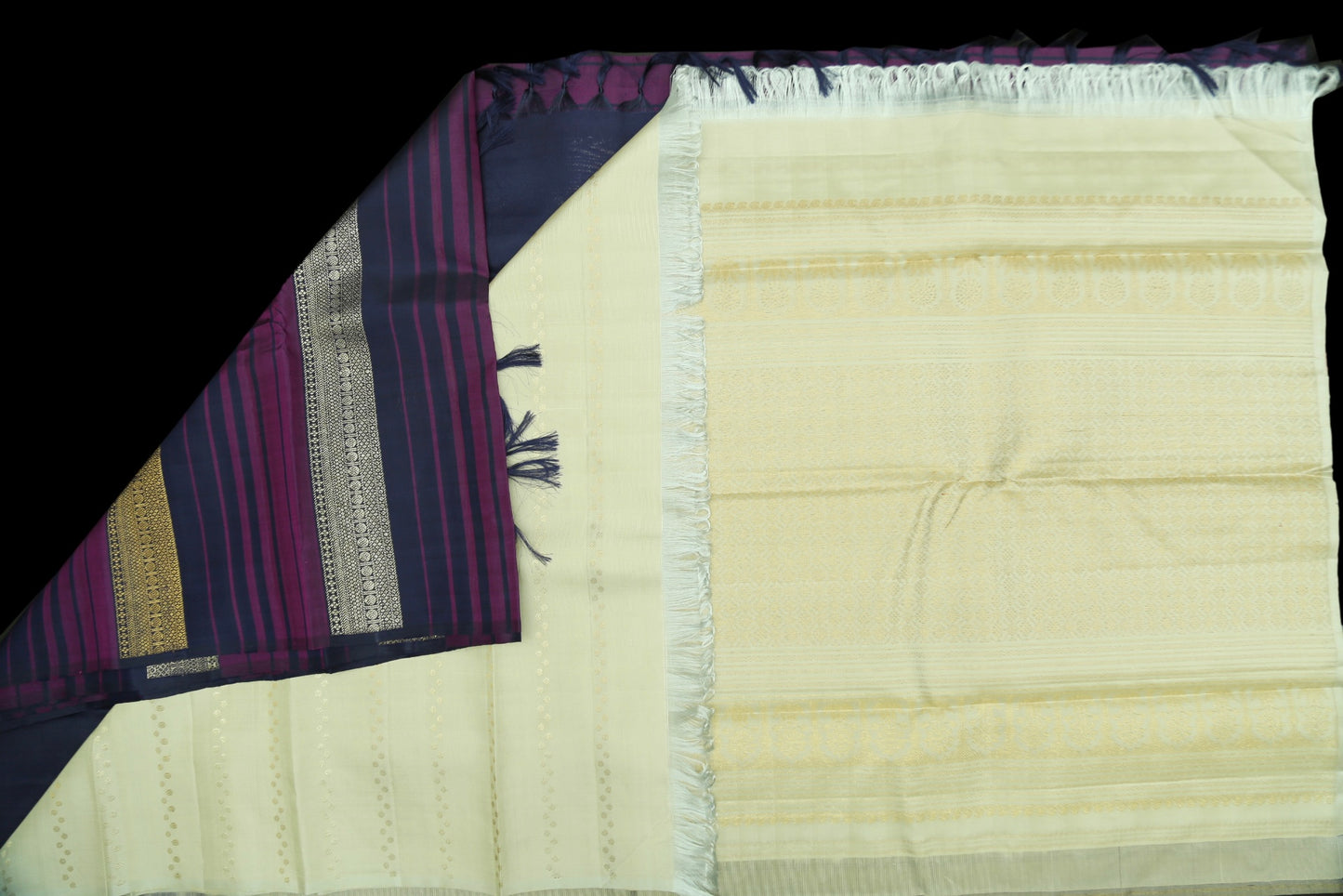 Violet with half white saree