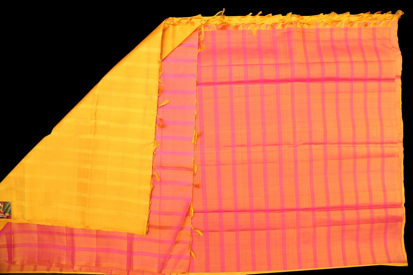 Yellow with pink saree