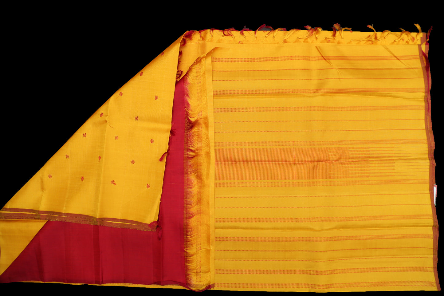 Yellow with red saree