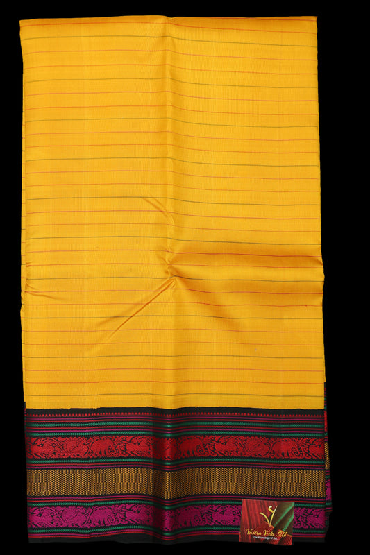 Yellow with black saree
