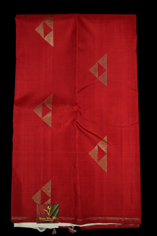 Red with half white saree