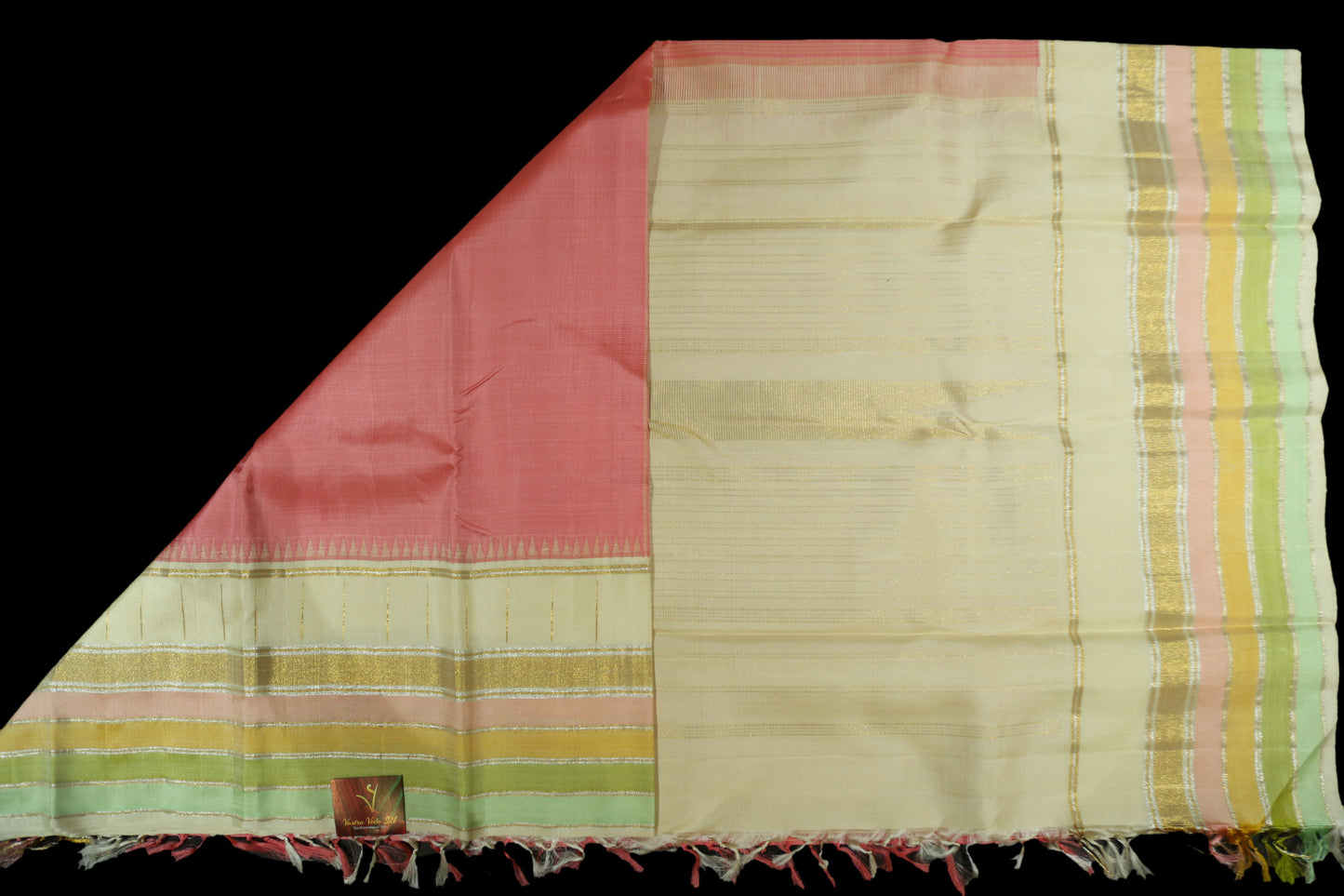 Pink with kasata border saree