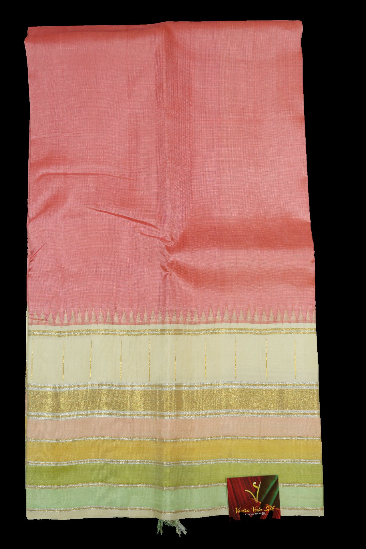 Pink with kasata border saree