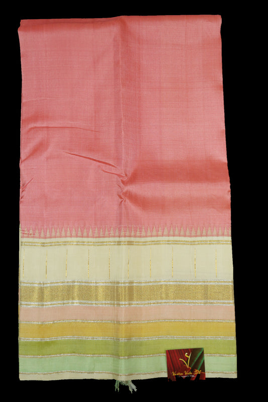 Pink with kasata border saree