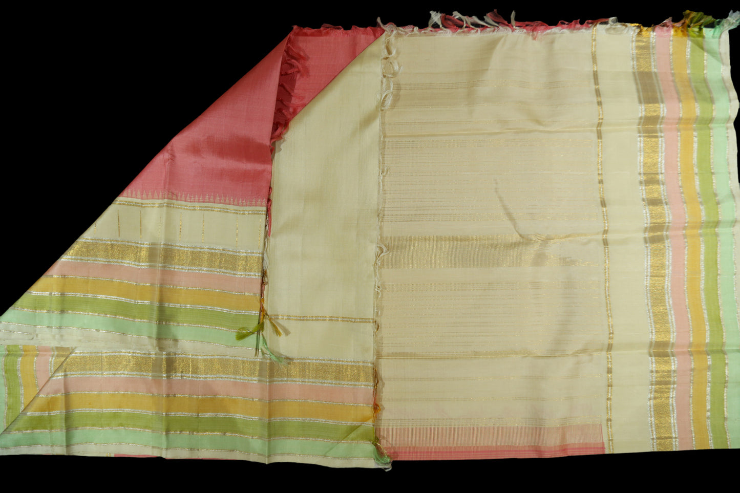 Pink with kasata border saree
