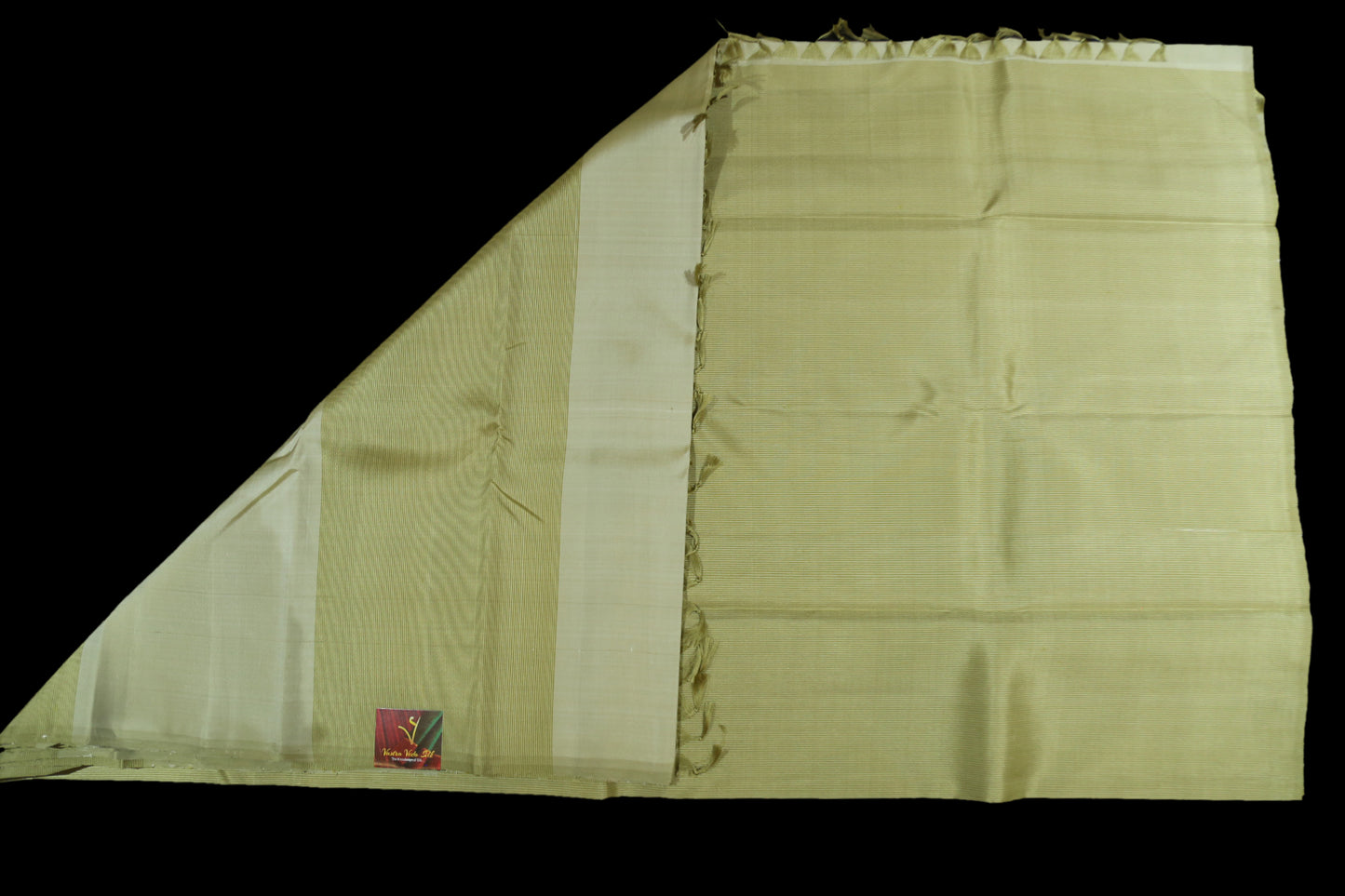 Green with cream saree