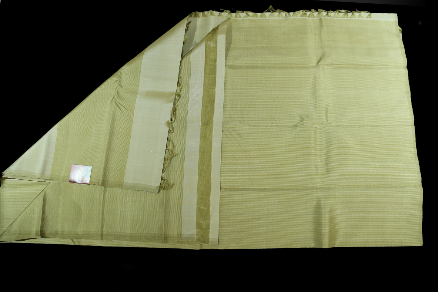 Green with cream saree