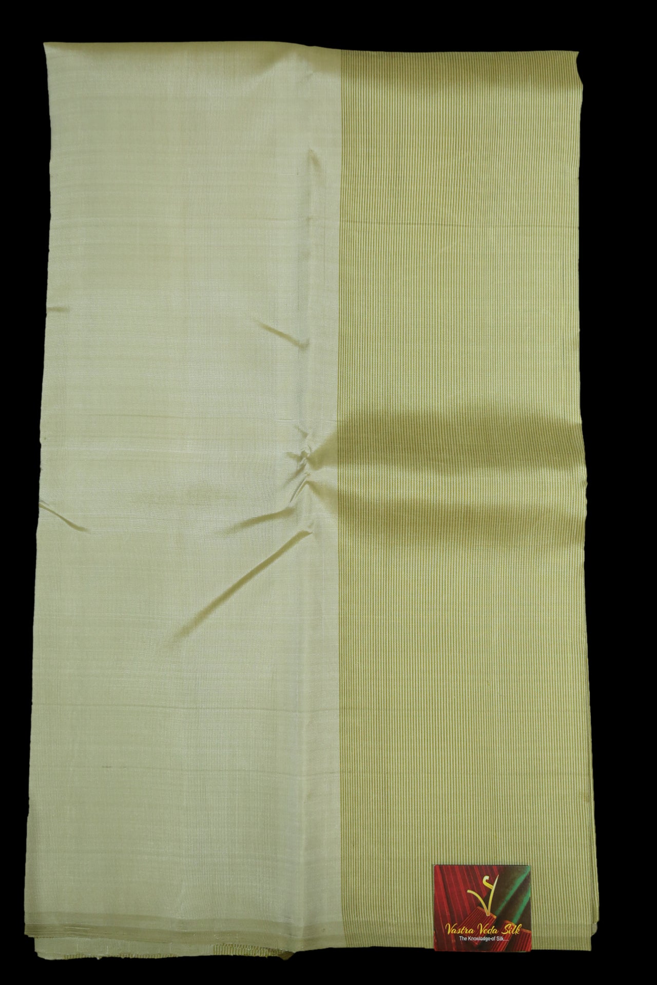 Green with cream saree