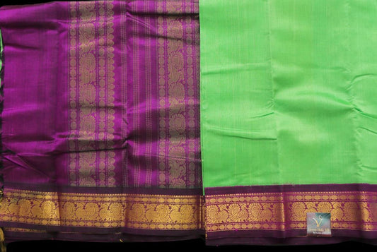 Parrot green with purple saree