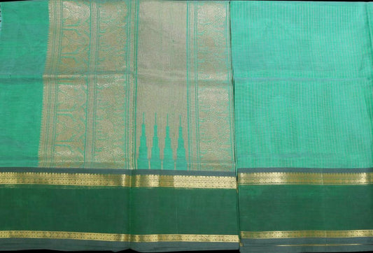 Seagreen with emerald green saree