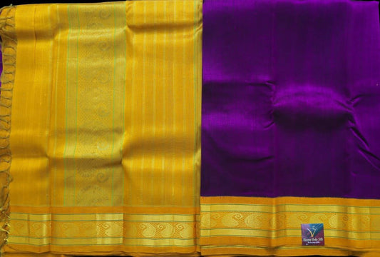 Purple and mustard yellow saree