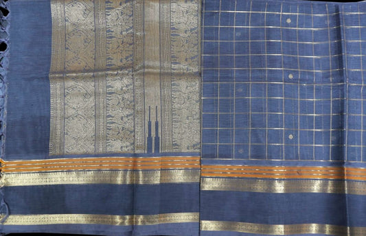 Grey with  self zari saree