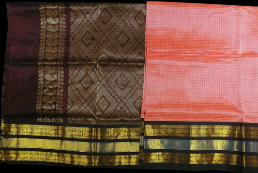 Peach with coffee brown sare