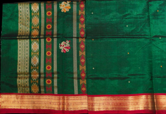 Green with red  saree