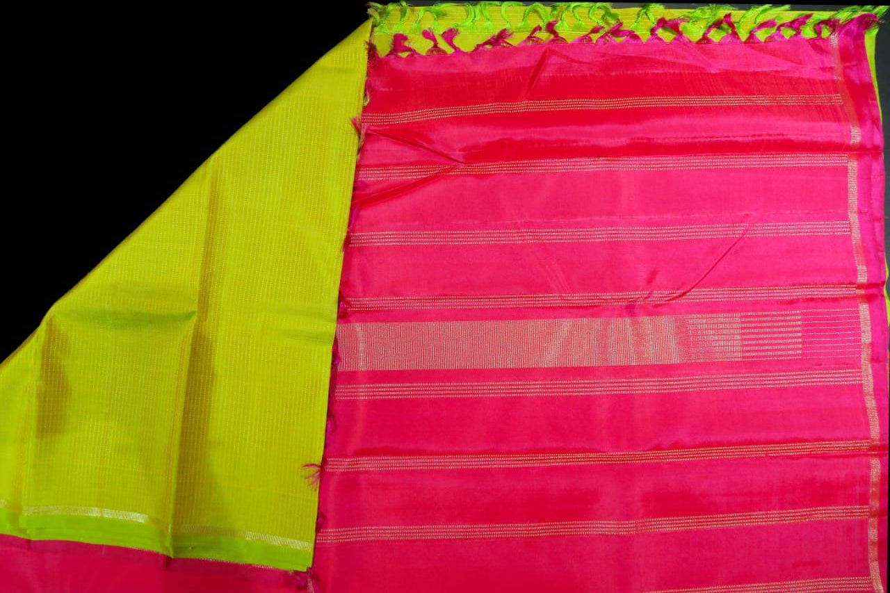 Green and pink saree