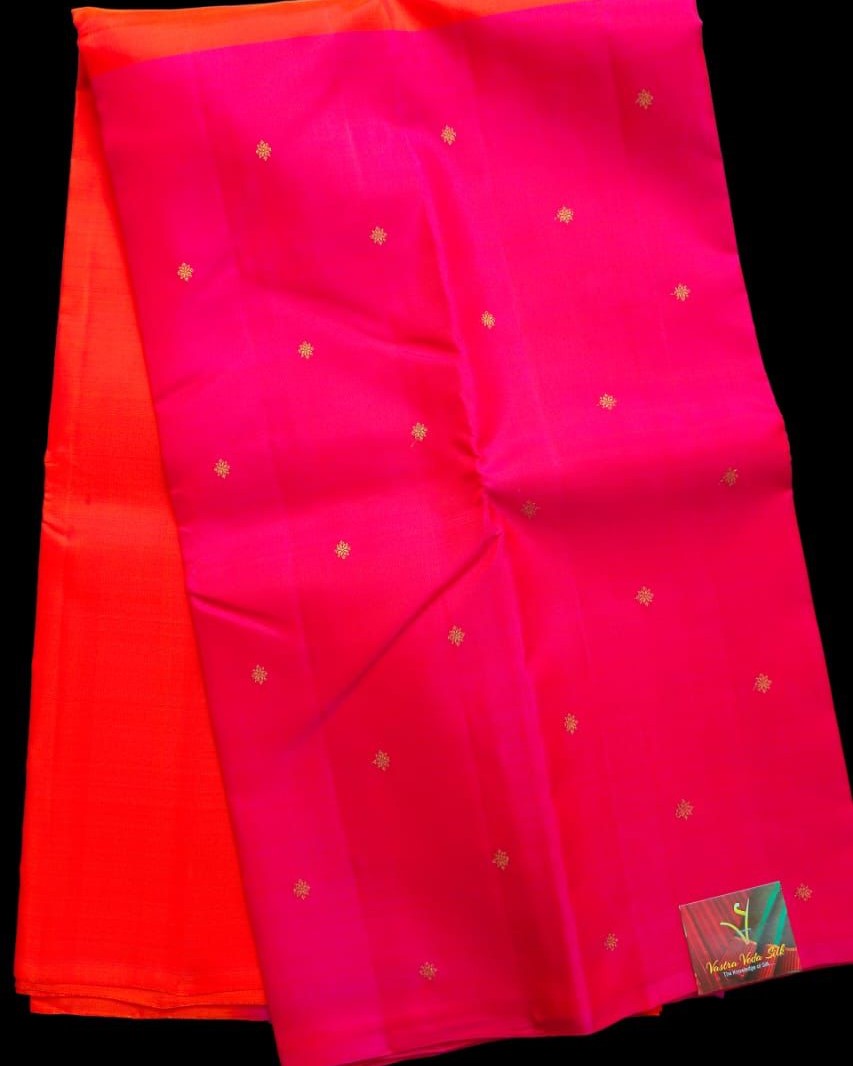 Two parts pink and orange saree