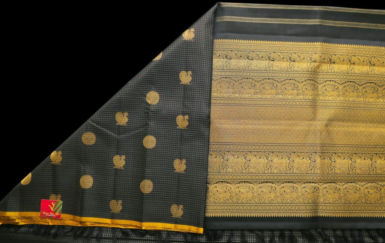 Black with zari kattam saree