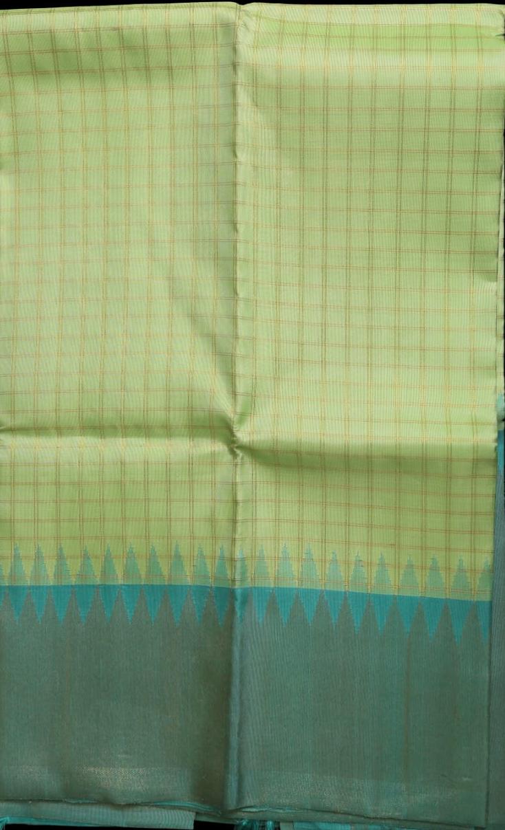 Pista green and teal blue ettukol saree
