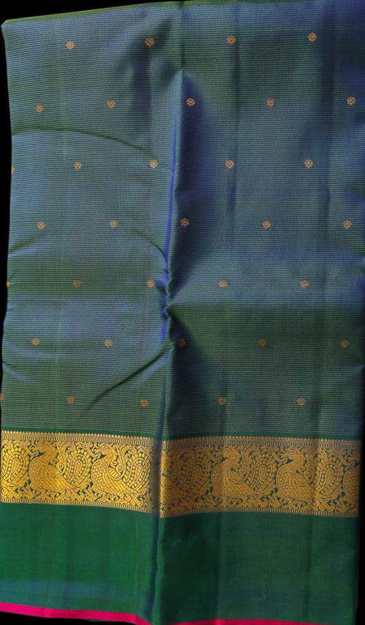 Vairavoosi Peacock blue saree