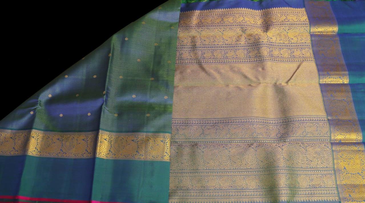 Vairavoosi Peacock blue saree