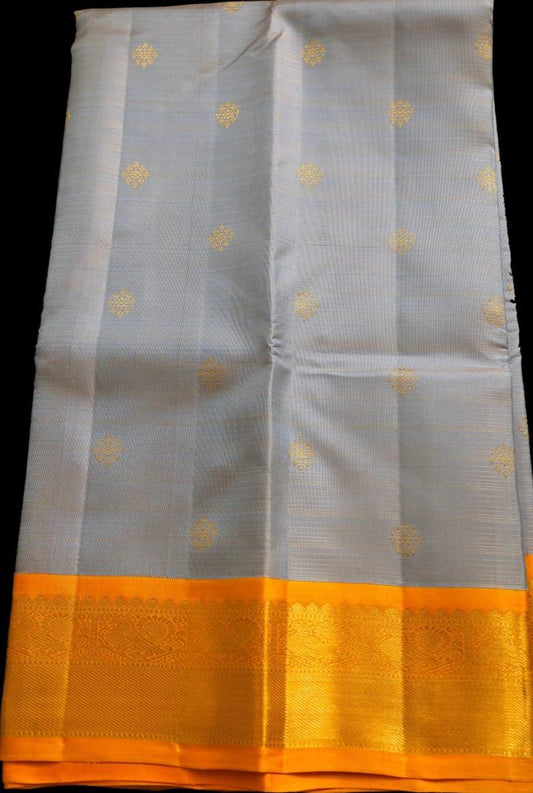 Grey and mustard yellow saree