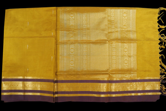 Mustard yellow with purple saree