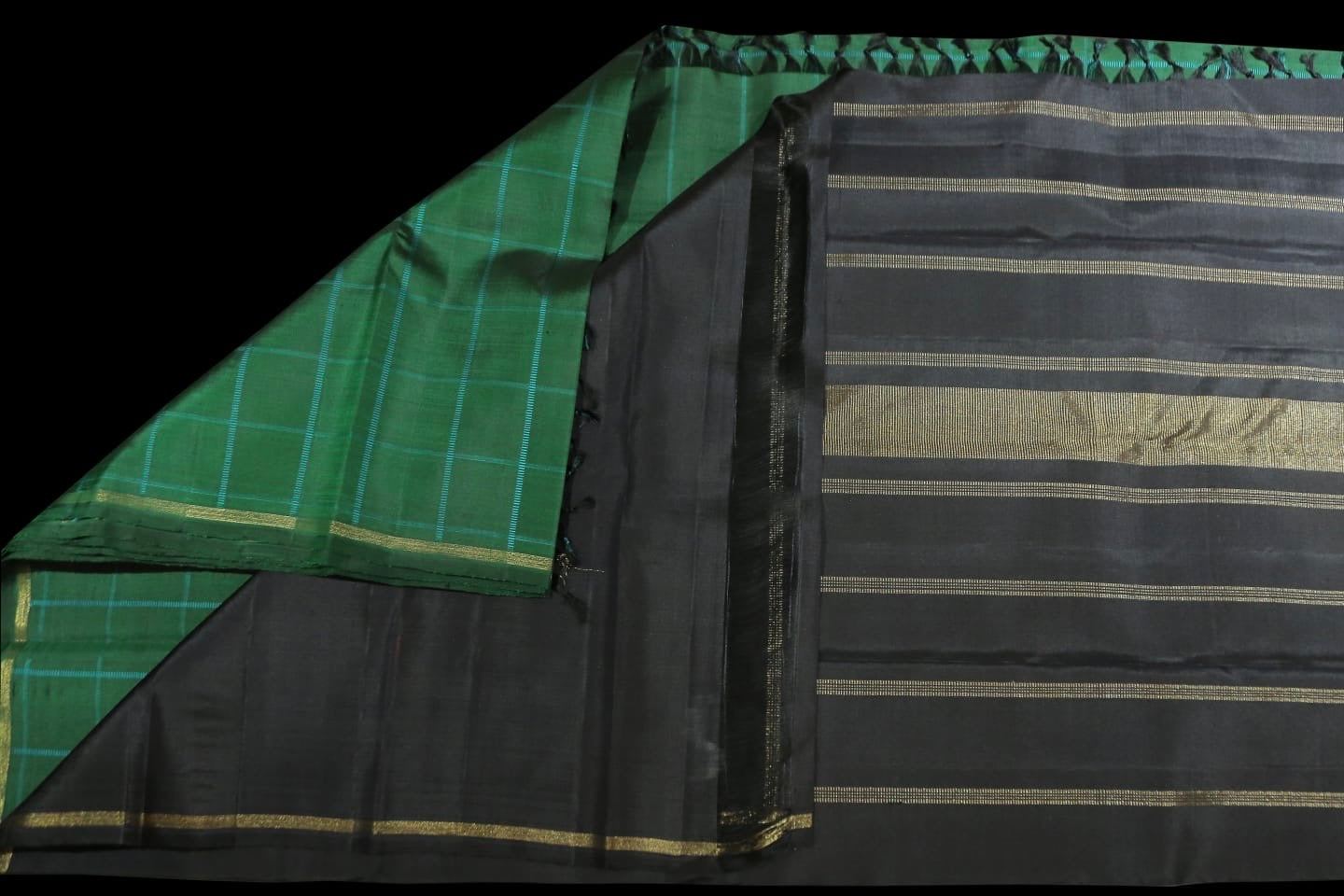 Emerald green with black saree